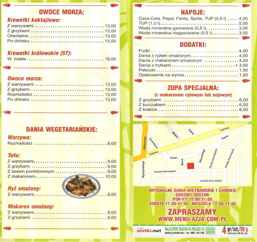 menu ulotka thang long