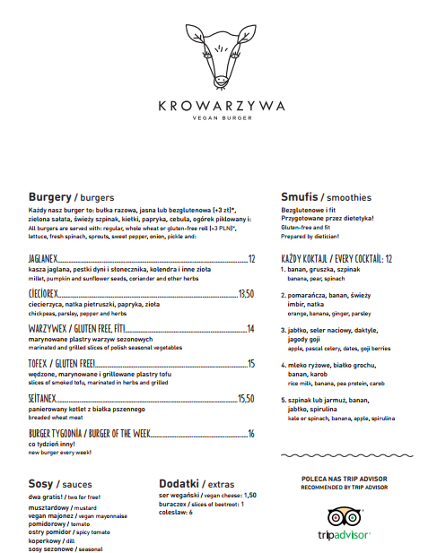 Krowarzywa Łódź Śródmieście menu